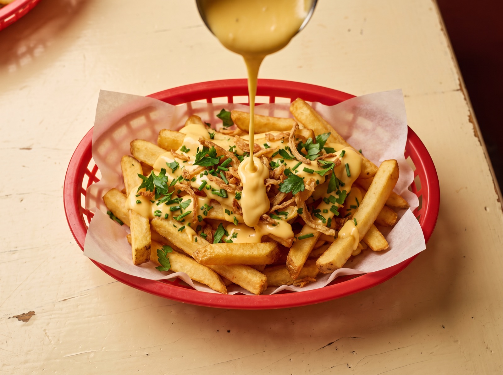 Loaded fries met kaassaus